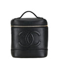 Chanel Caviar Skin Black Gold Caviar Leather Handbag Vanity Bag (Pre-Owned)