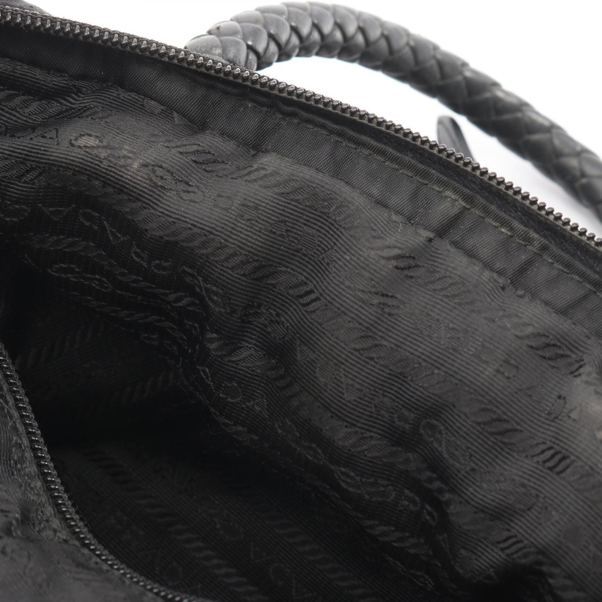 Prada Black Nylon Leather Handbag (Pre-Owned)