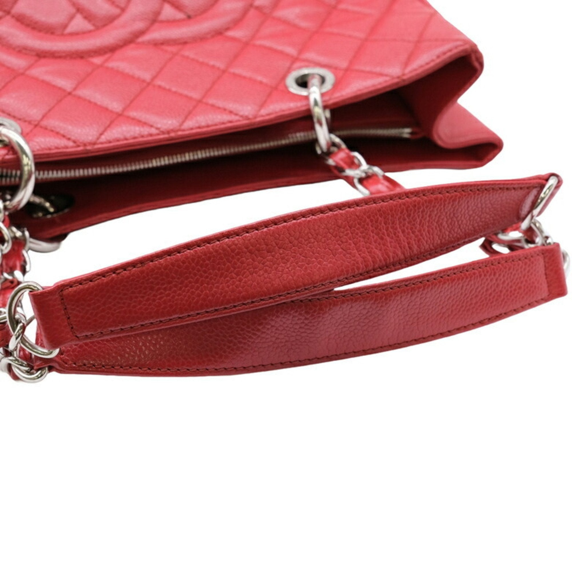 Chanel Red Color Caviar Leather Tote Bag (Pre-Owned)