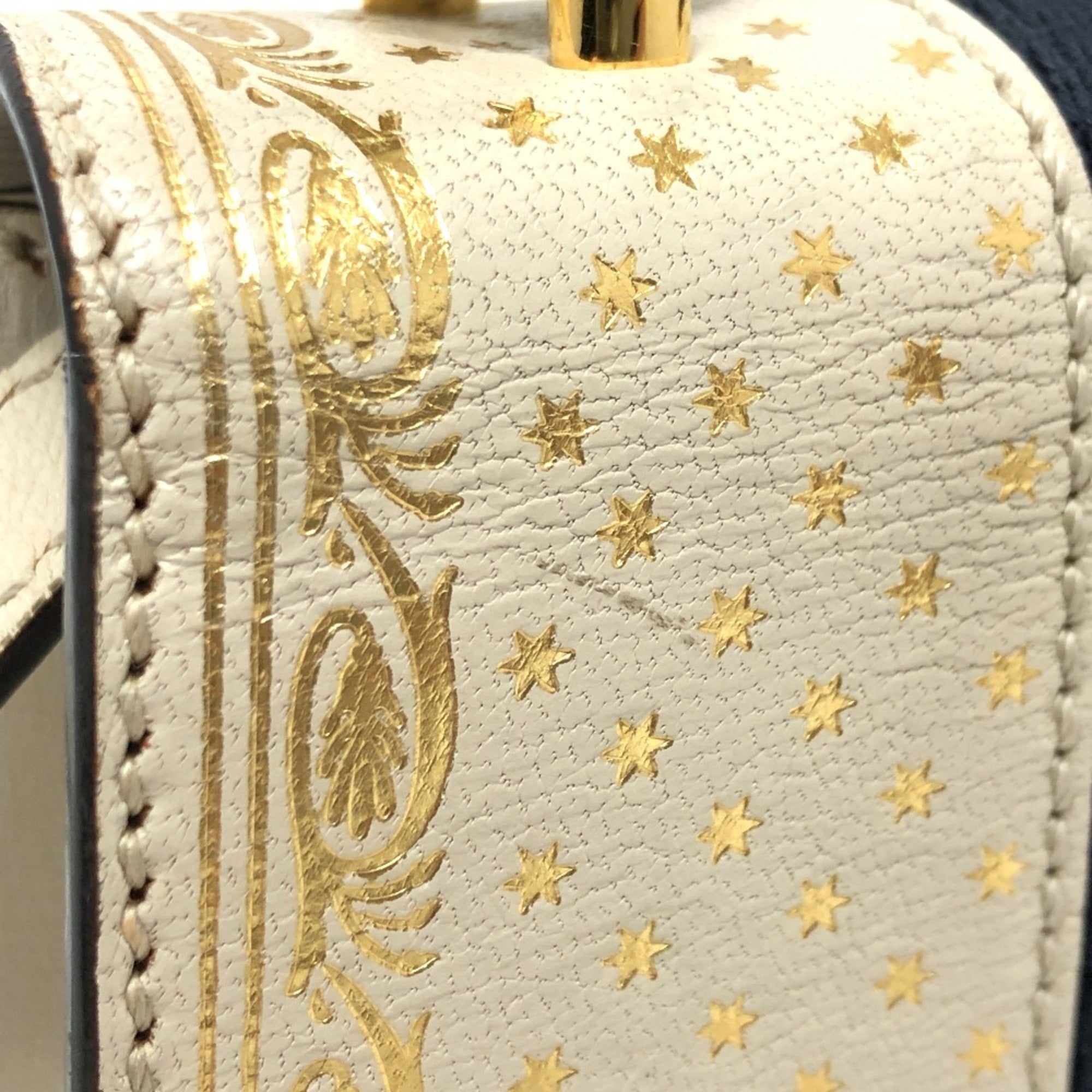 Gucci Blue White Leather Handbag Shoulder Bag (Pre-Owned)