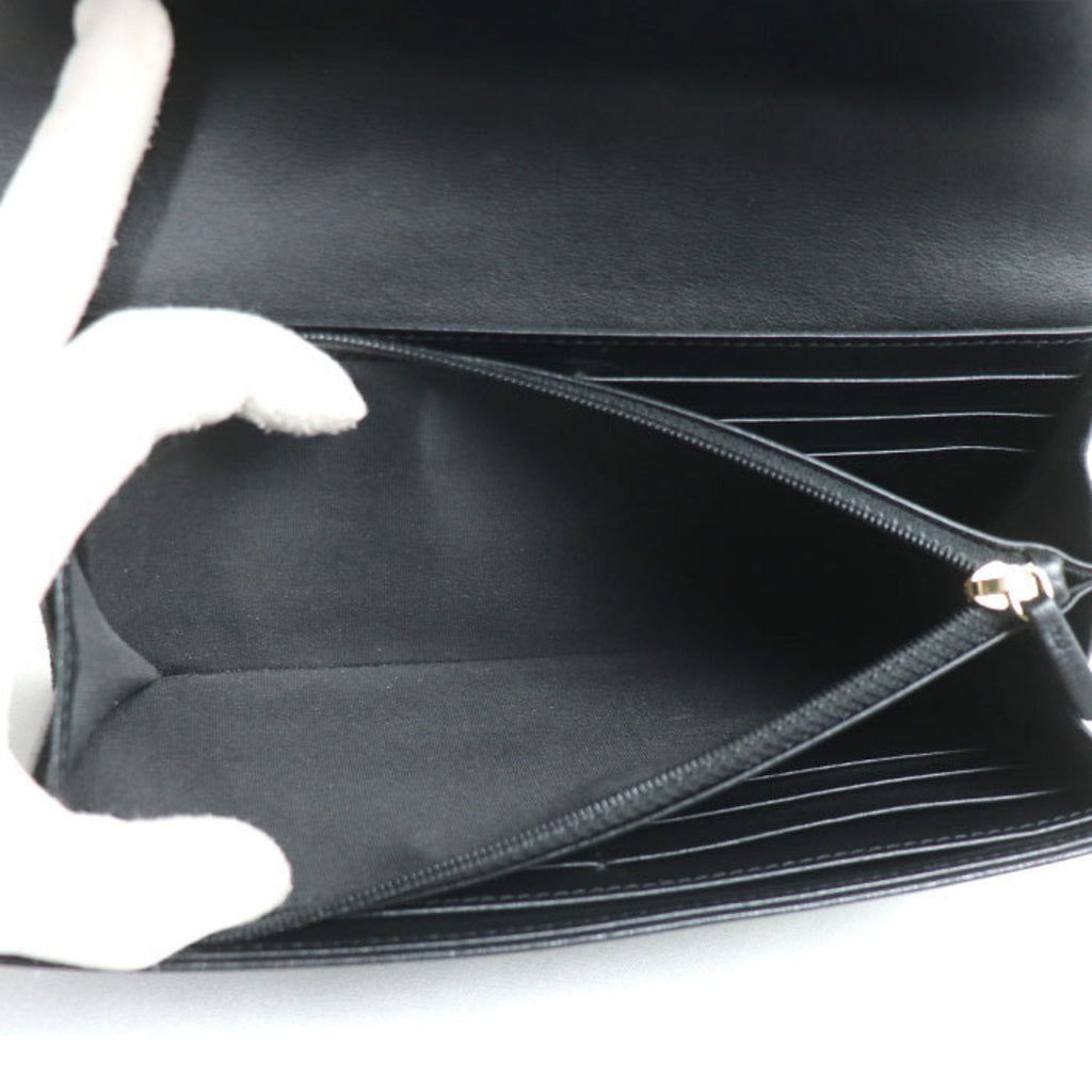 Chanel Black Leather Long Wallet (Bi-Fold) (Pre-Owned)