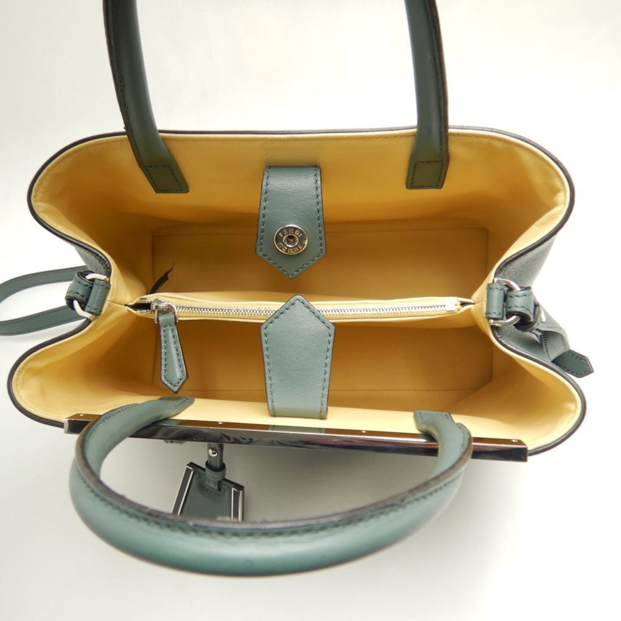 Fendi Khaki Yellow Leather Handbag (Pre-Owned)