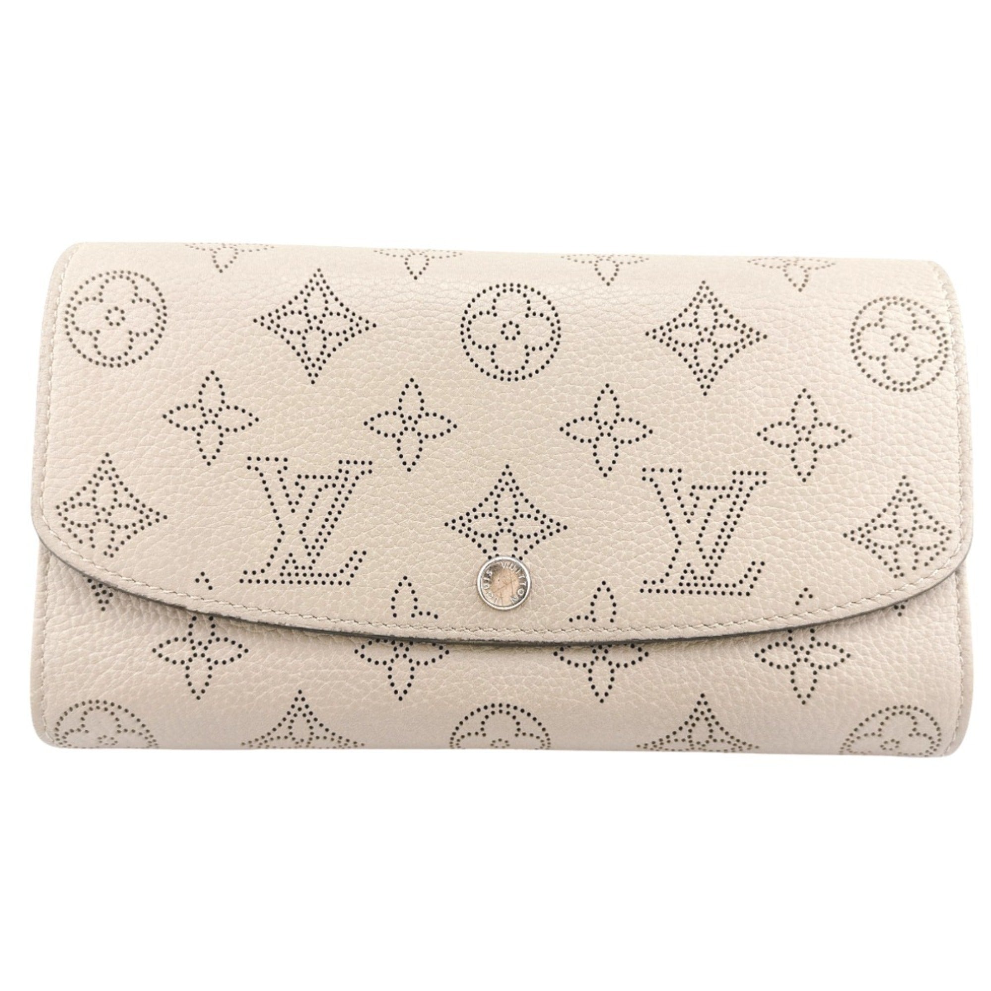 Louis Vuitton Beige Galle Monogram Mahina Leather Long Wallet (Tri-Fold) (Pre-Owned)