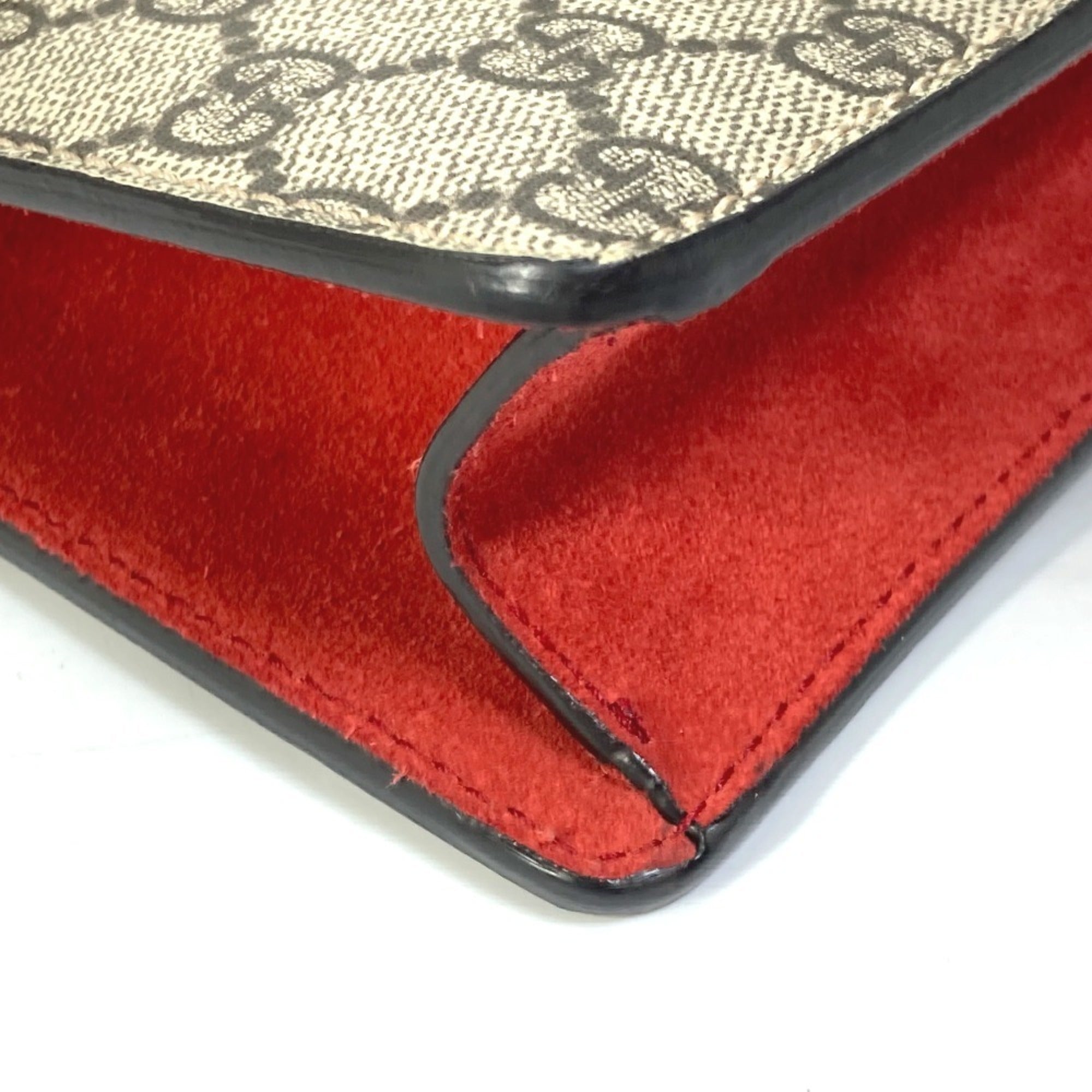 Gucci Beige Red Color Gg Supreme Shoulder Bag (Pre-Owned)