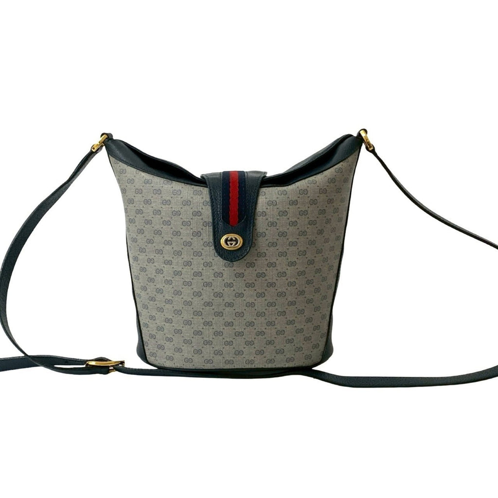 Gucci Navy Red Color Leather Pvc Shoulder Bag (Pre-Owned)