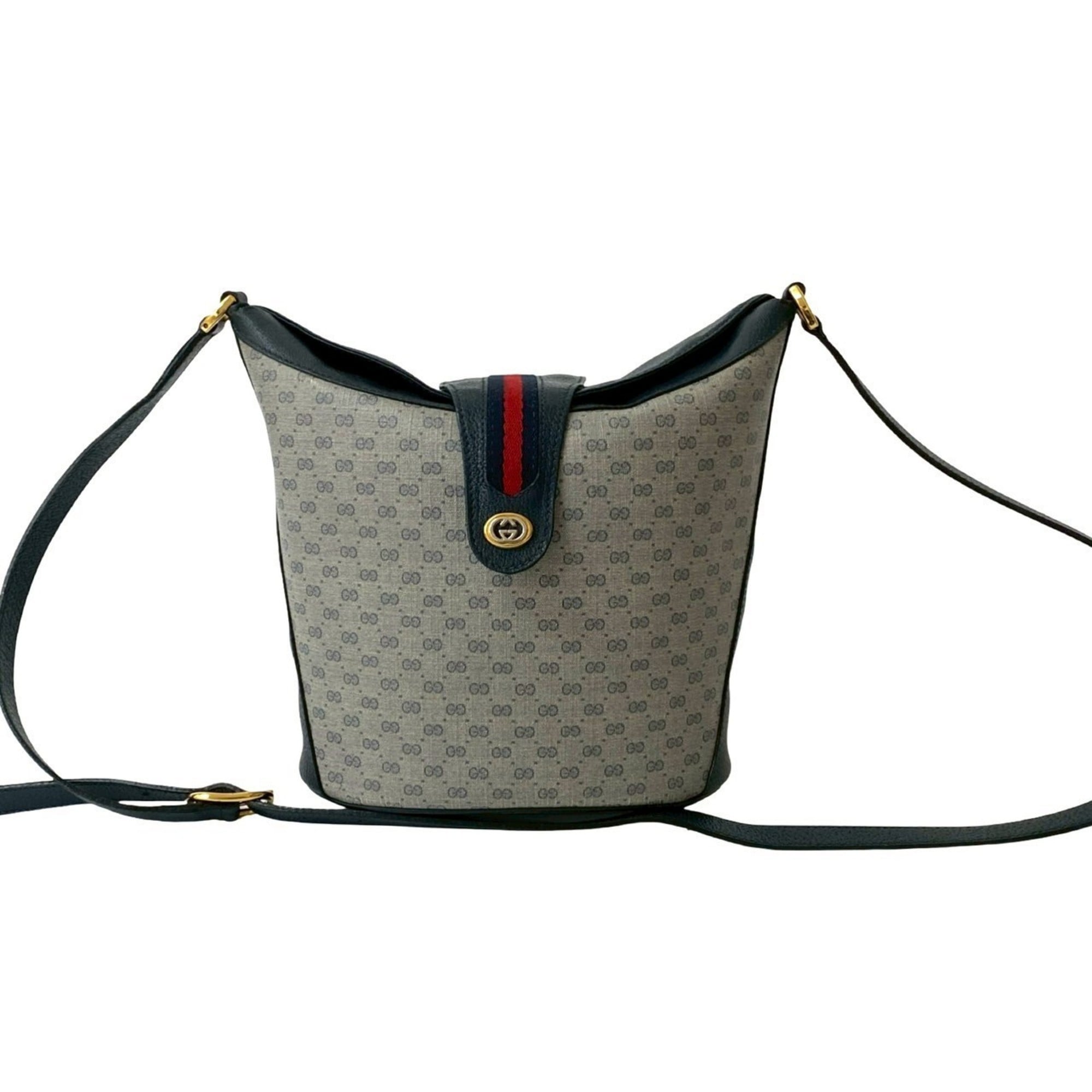 Gucci Navy Red Color Leather Pvc Shoulder Bag (Pre-Owned)