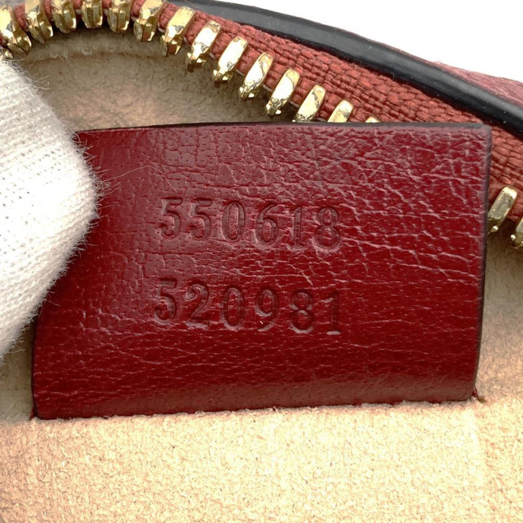 Gucci Gg Marmont Navy Red Color Suede Leather Shoulder Bag (Pre-Owned)
