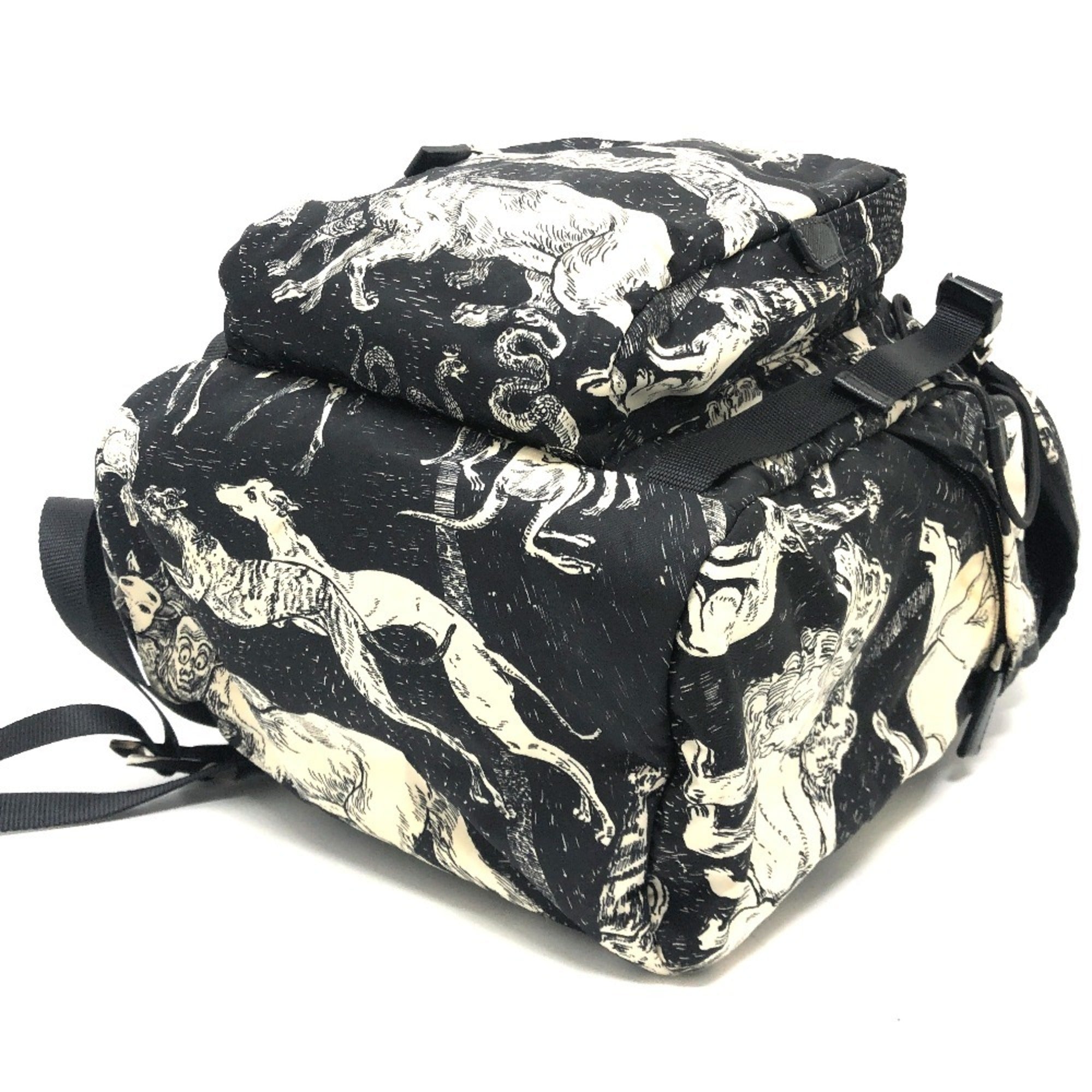 Prada Black White Nylon Backpack (Pre-Owned)