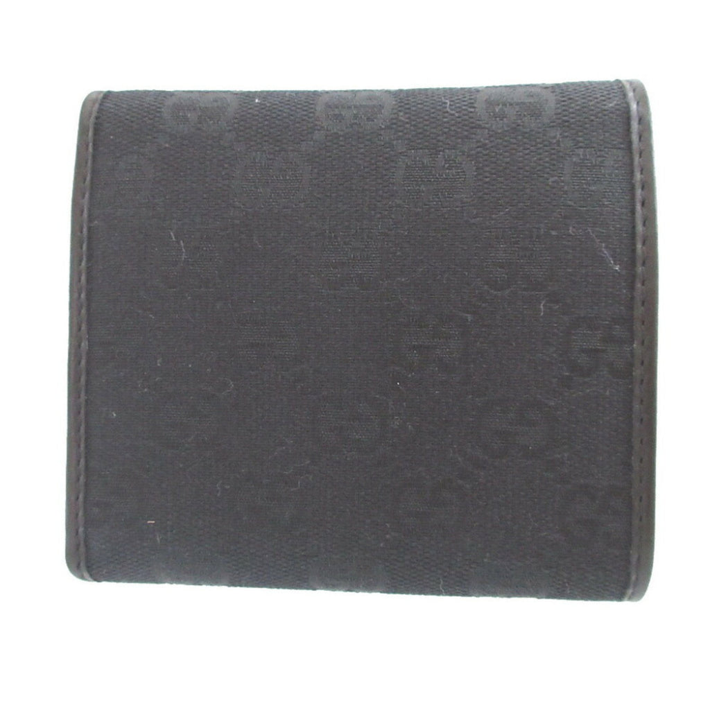 Gucci Black Gg Canvas Leather Wallet (Tri-Fold) (Pre-Owned)