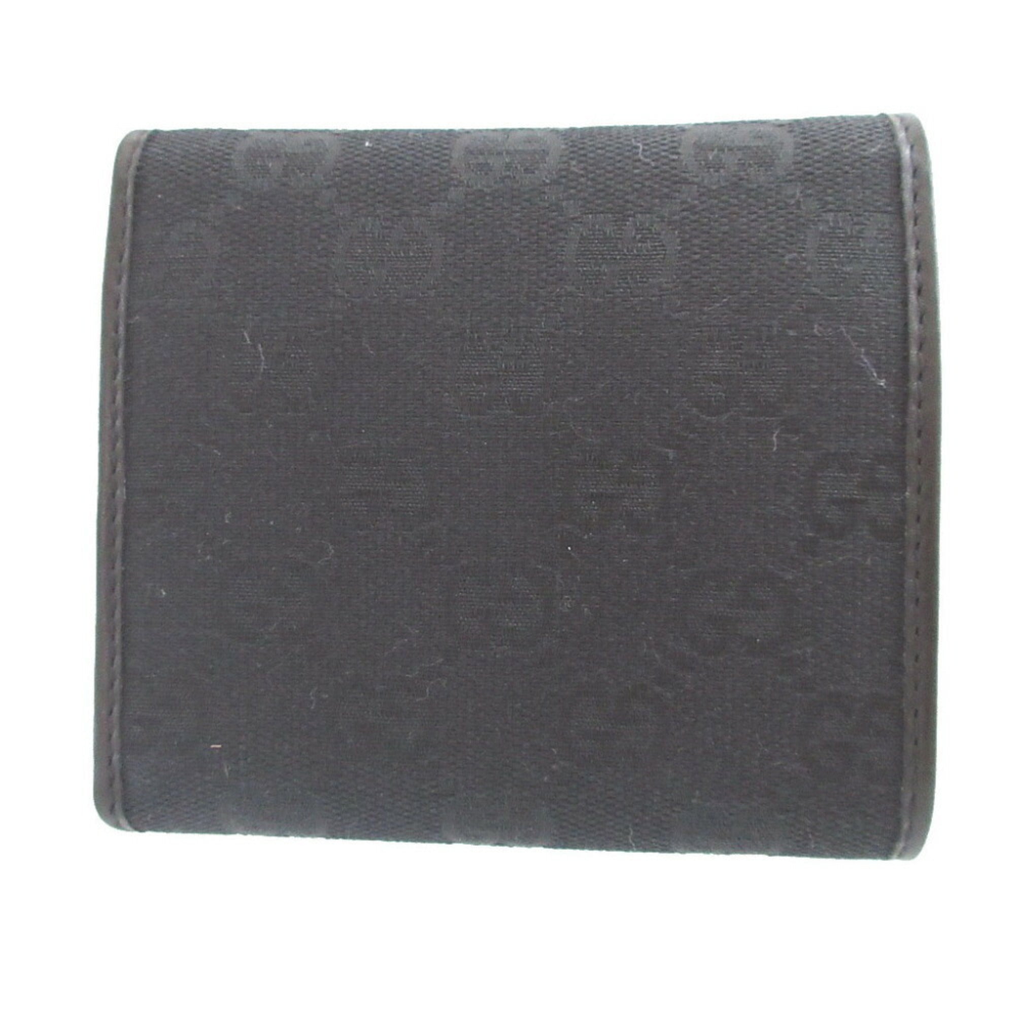 Gucci Black Gg Canvas Leather Wallet (Tri-Fold) (Pre-Owned)