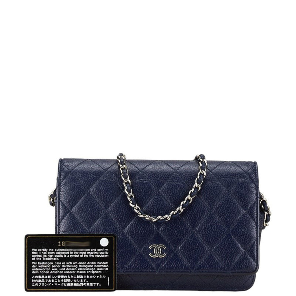 Chanel Navy Grained Calfskin Coin Purse/Coin Case (Pre-Owned)