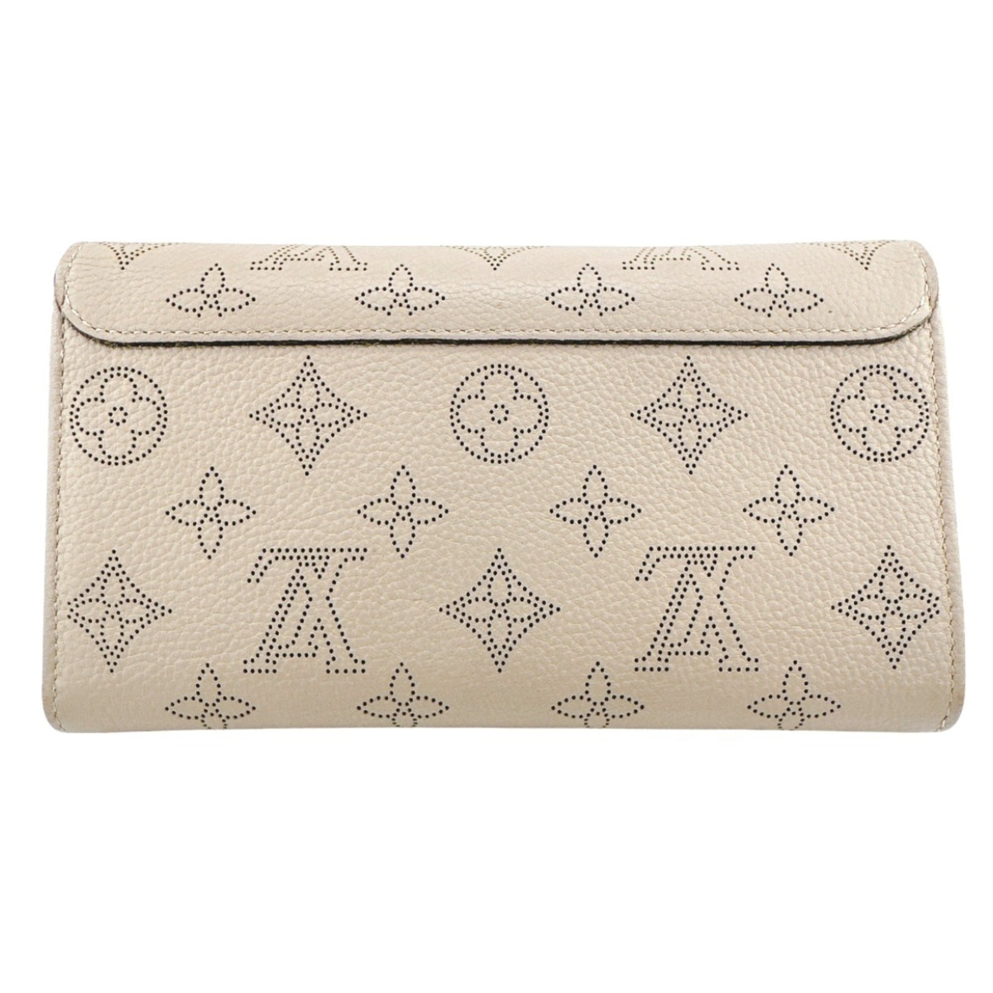 Louis Vuitton Beige Galle Monogram Mahina Leather Long Wallet (Tri-Fold) (Pre-Owned)