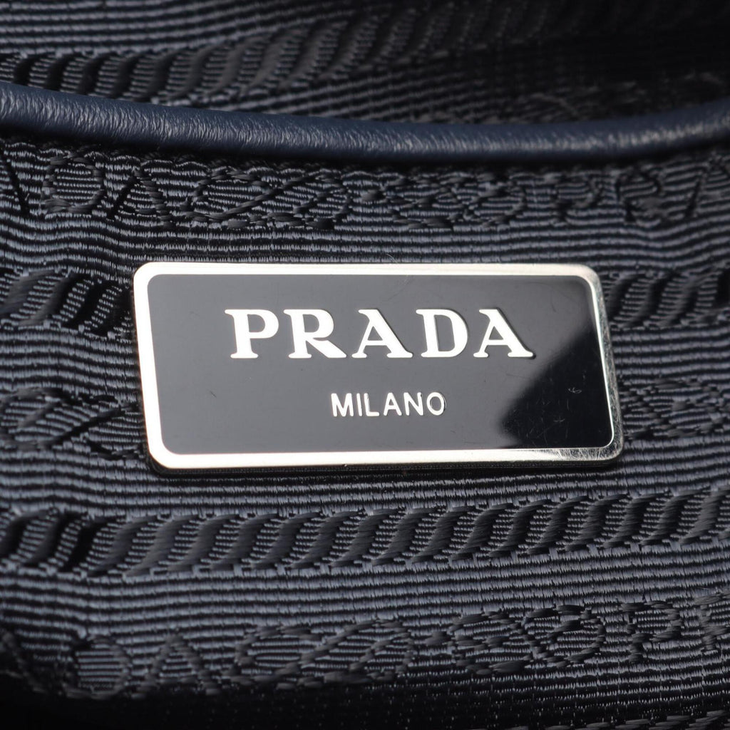 Prada Navy Nylon Leather Backpack Handbag (Pre-Owned)