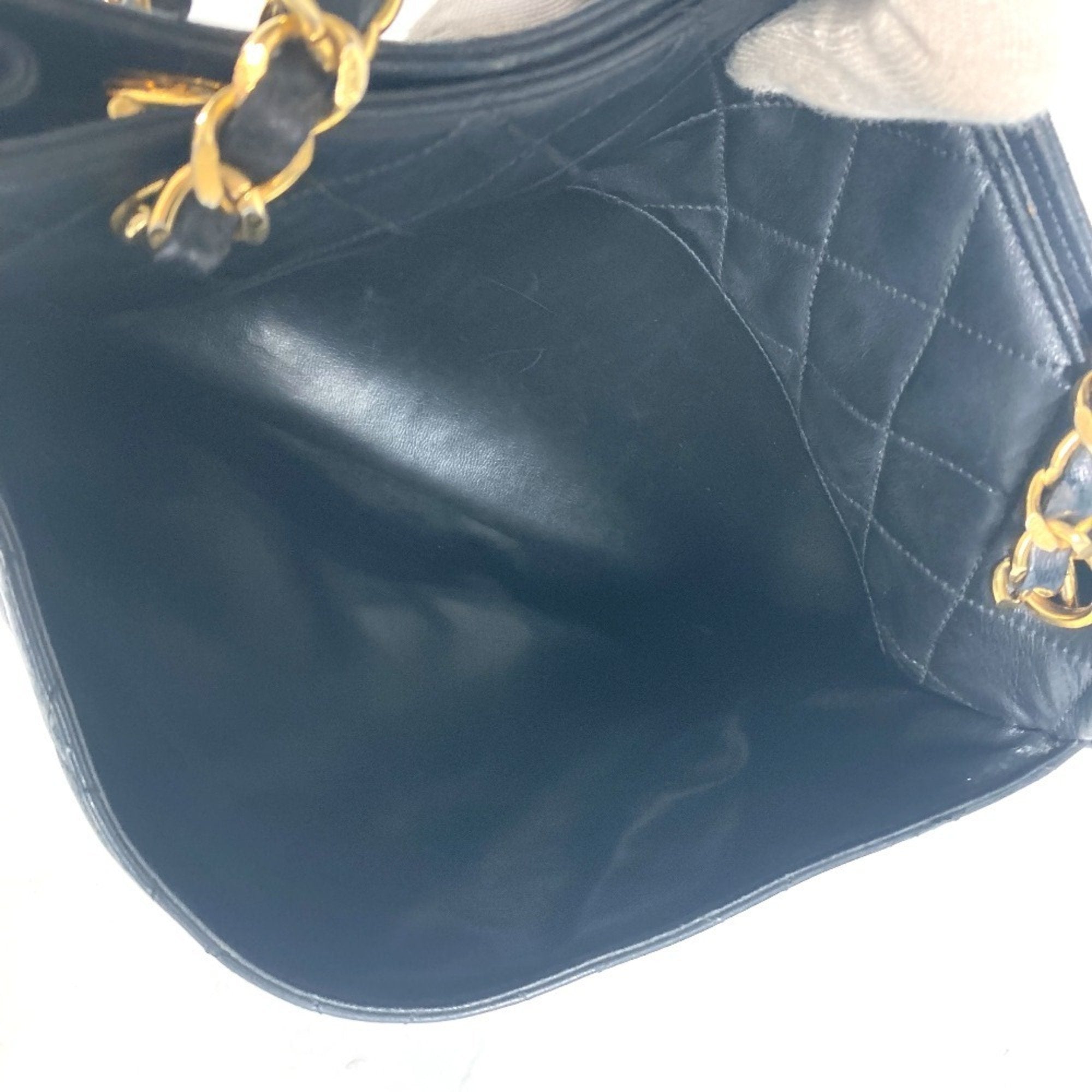 Chanel Black Gold Leather Shoulder Bag Tote Bag (Pre-Owned)