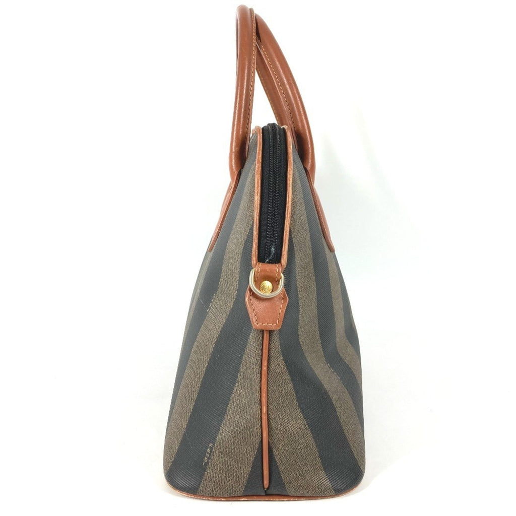 Fendi Pequin Brown Khaki Pvc Leather Handbag Tote Bag (Pre-Owned)