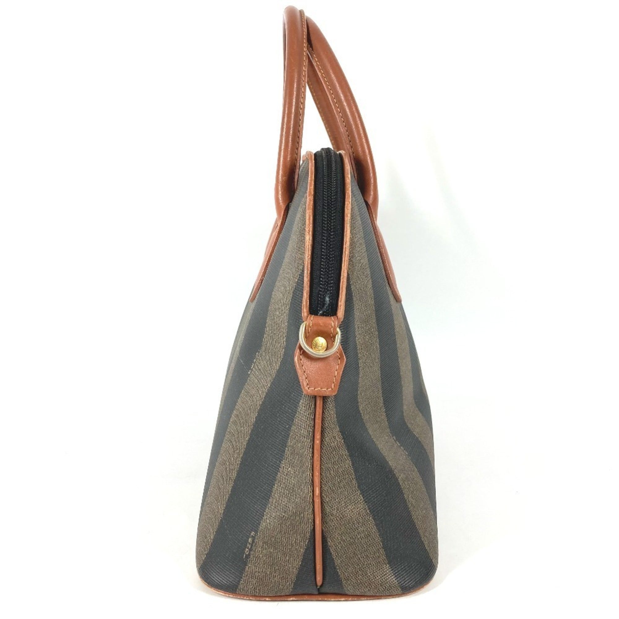 Fendi Pequin Brown Khaki Pvc Leather Handbag Tote Bag (Pre-Owned)