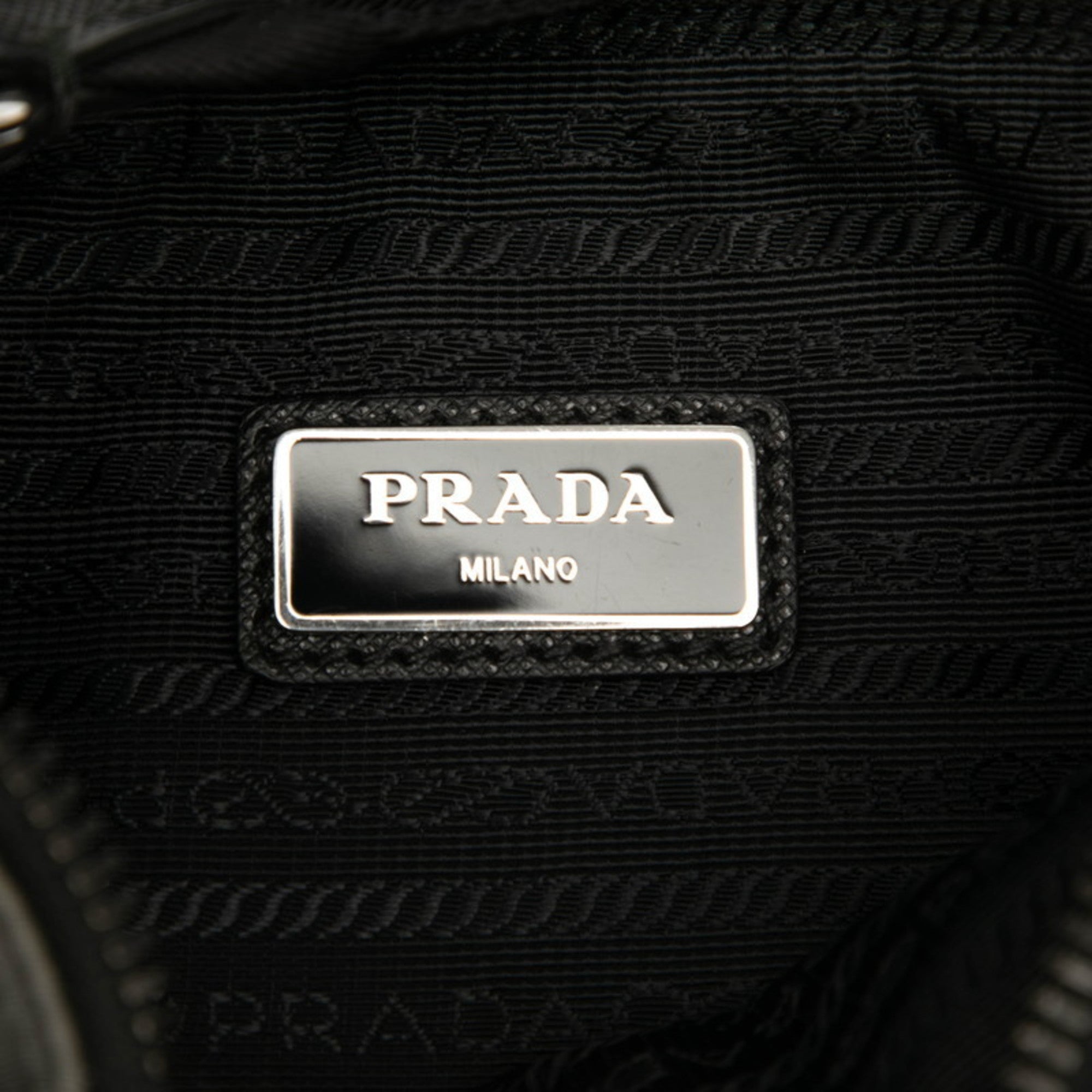 Prada Black Gray Nylon Leather Shoulder Bag (Pre-Owned)