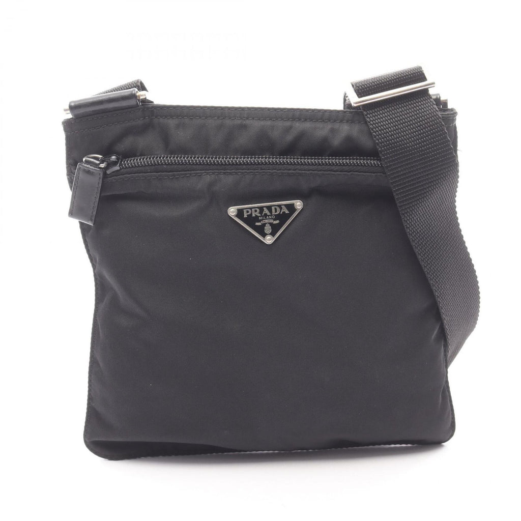 Prada Black Nylon Leather Handbag Shoulder Bag (Pre-Owned)