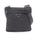 Prada Black Nylon Leather Handbag Shoulder Bag (Pre-Owned)