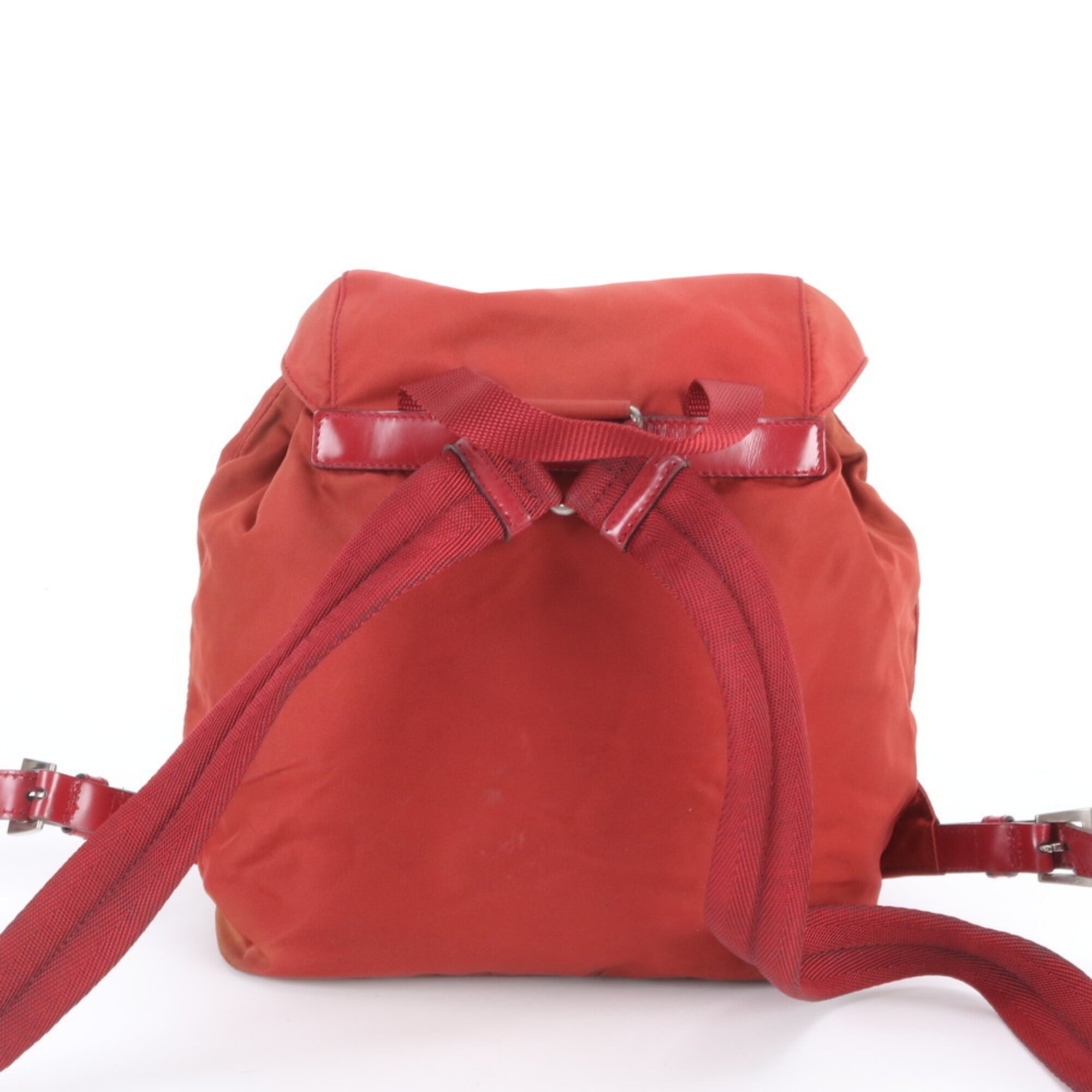 Prada Red Color Nylon Leather Backpack (Pre-Owned)