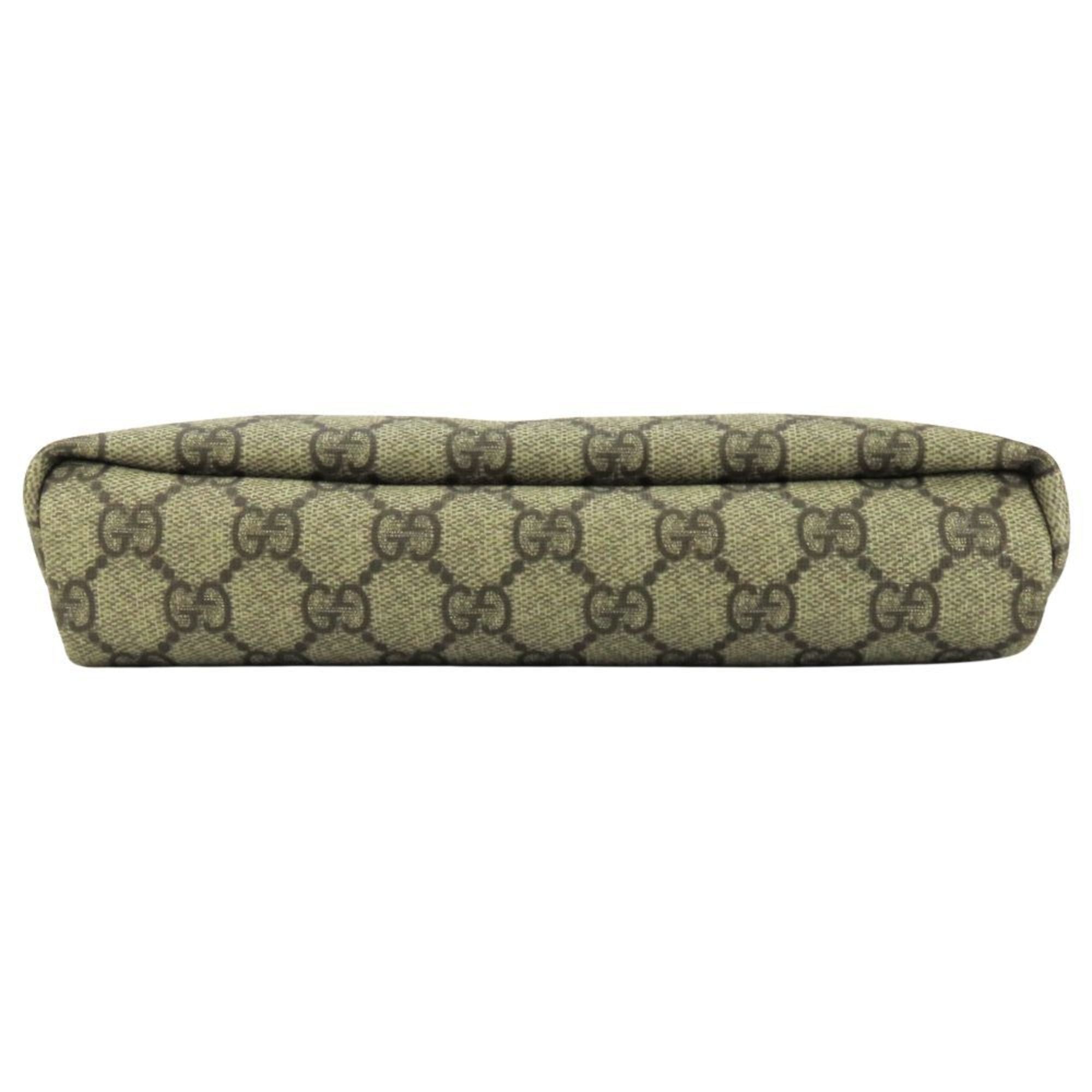 Gucci Beige Dark Brown Gg Supreme Leather Shoulder Bag (Pre-Owned)