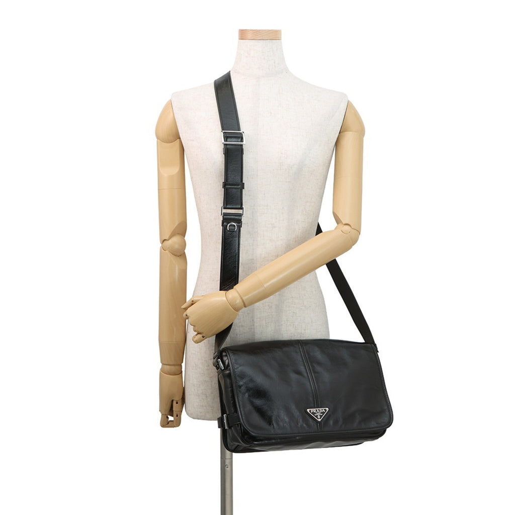 Prada Black Leather Handbag Shoulder Bag (Pre-Owned)