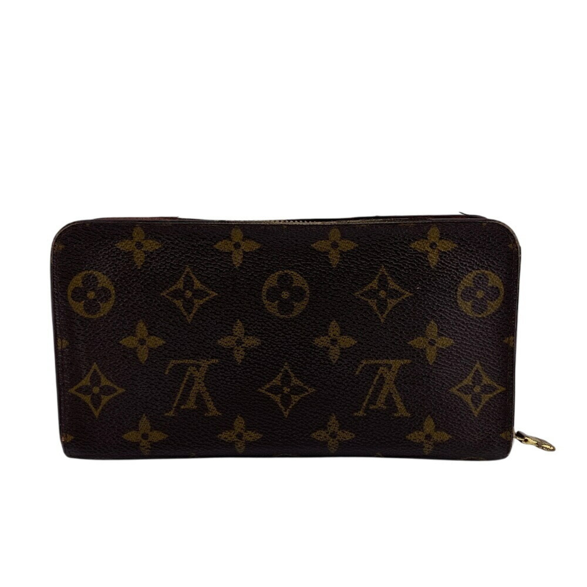 Louis Vuitton Monogram Brown Leather Long Wallet (Bi-Fold) (Pre-Owned)