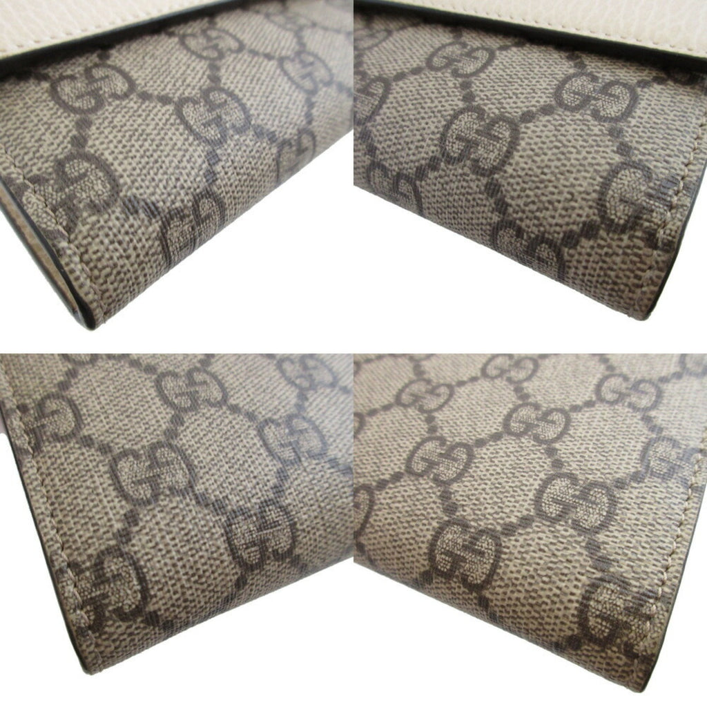 Gucci Beige Ivory Gg Canvas Leather Long Wallet (Bi-Fold) (Pre-Owned)
