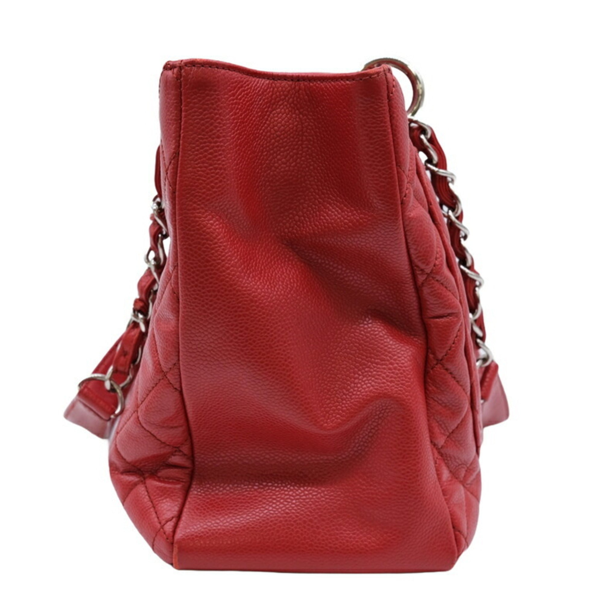 Chanel Red Color Caviar Leather Tote Bag (Pre-Owned)