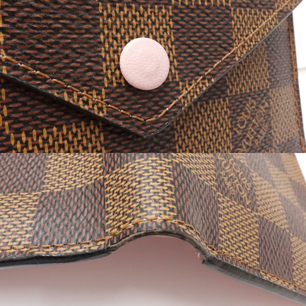 Louis Vuitton Damier Canvas Ebene Rose Ballerine Canvas Wallet (Tri-Fold) (Pre-Owned)