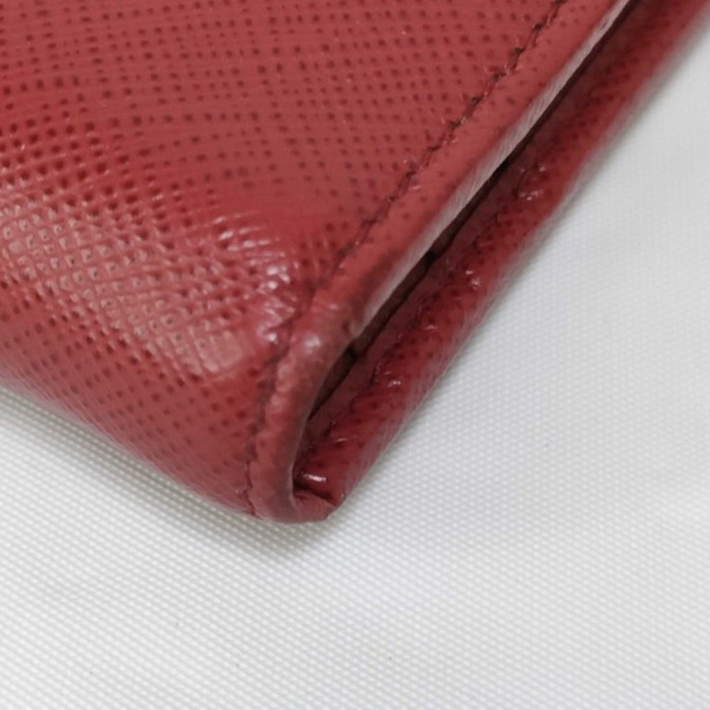Prada Red Color Saffiano Metal Wallet (Bi-Fold) (Pre-Owned)