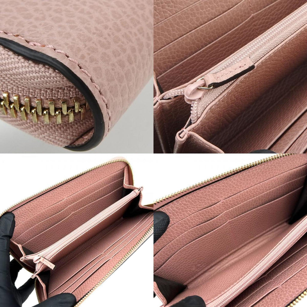 Gucci Pink Leather Long Wallet (Bi-Fold) (Pre-Owned)