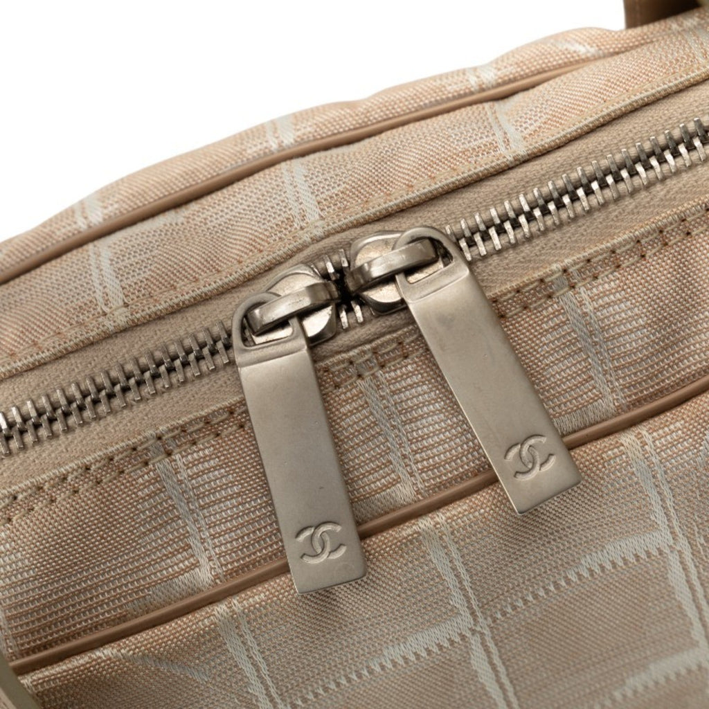 Chanel Beige Canvas Leather Briefcase Handbag (Pre-Owned)