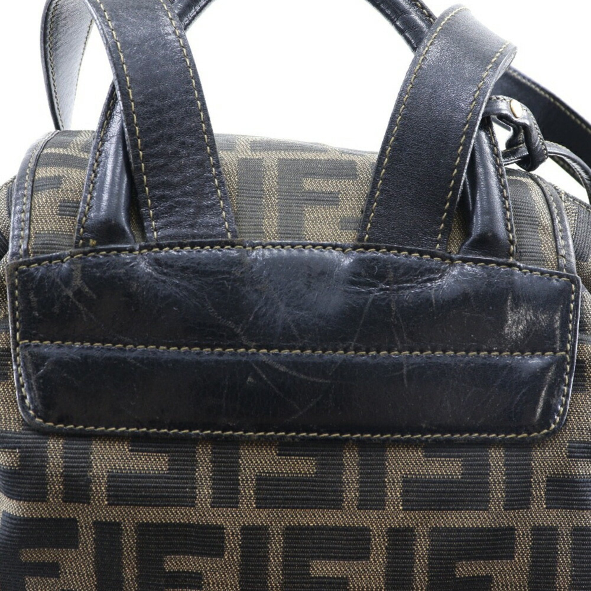 Fendi Brown Canvas Leather Backpack (Pre-Owned)