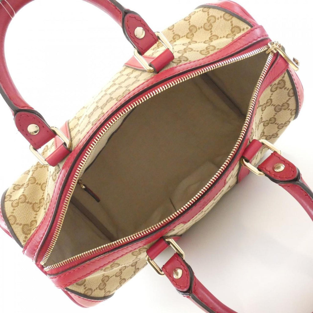 Gucci Beige Gg Canvas Leather Boston Bag (Pre-Owned)