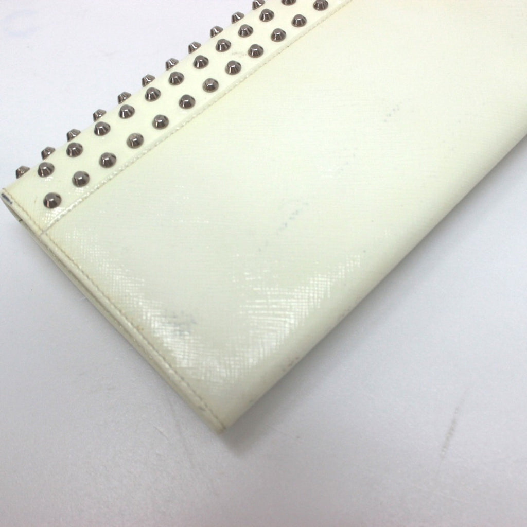 Prada White Leather Long Wallet (Bi-Fold) (Pre-Owned)