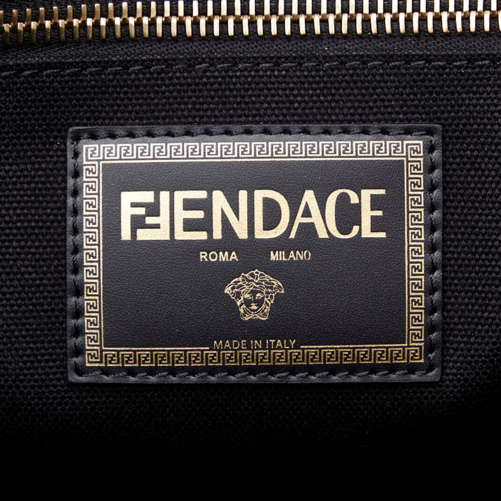 Fendi Black Yellow Canvas Shoulder Bag Tote Bag (Pre-Owned)