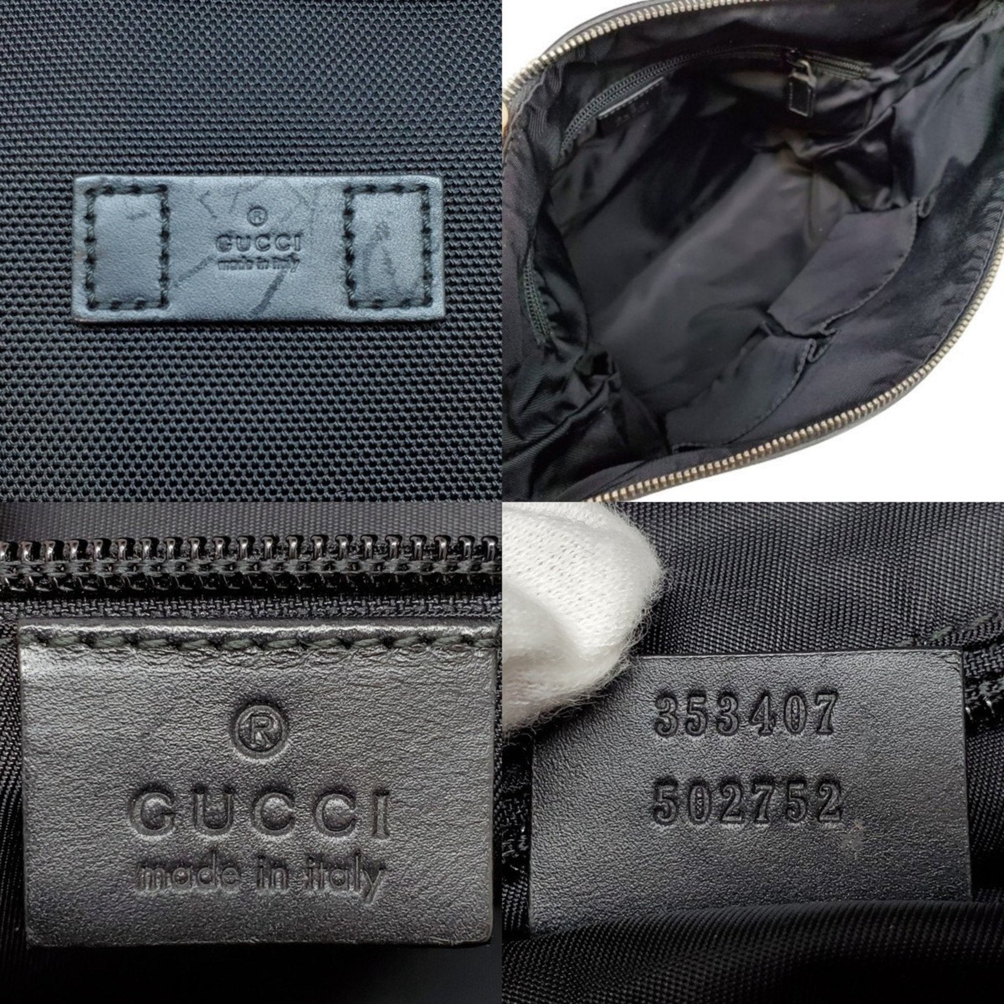 Gucci Sherry Line Black Canvas Leather Shoulder Bag (Pre-Owned)