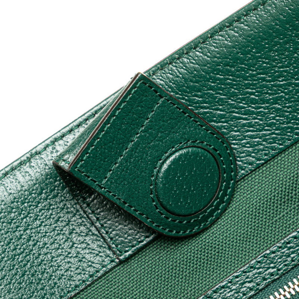 Gucci Ophidia Beige Green Multi-Color Canvas Leather Tote Bag (Pre-Owned)