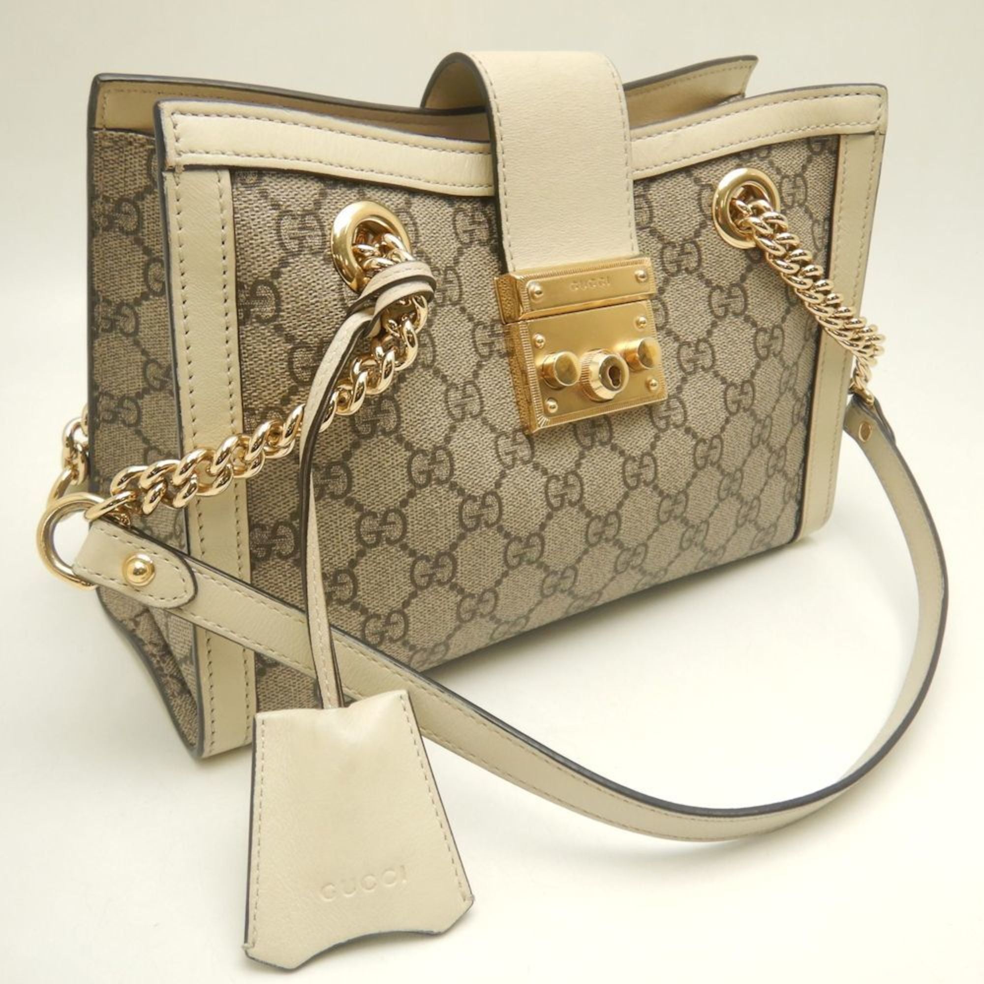 Gucci Padlock Beige Ivory Gg Supreme Tote Bag (Pre-Owned)