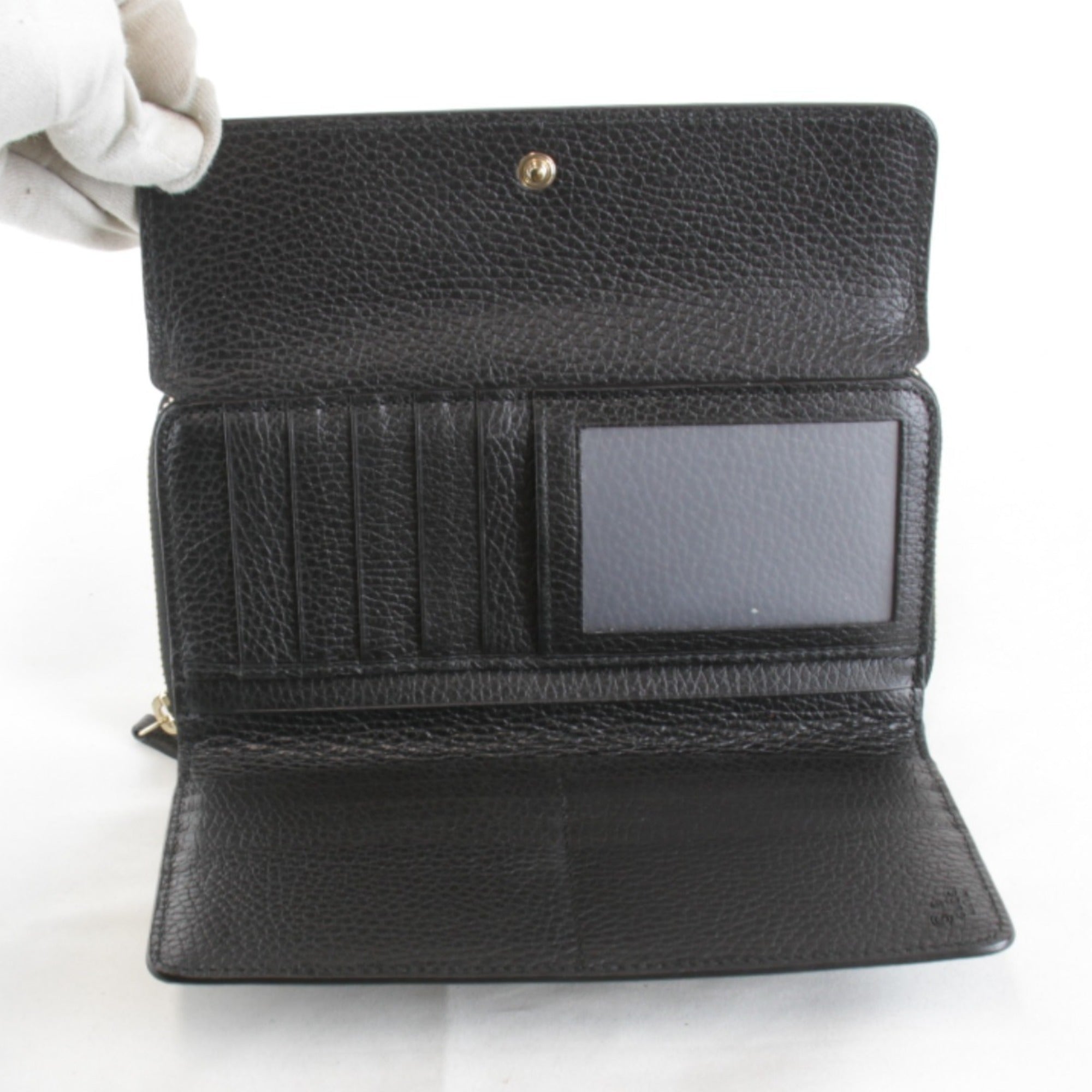 Gucci Black Leather Long Wallet (Bi-Fold) (Pre-Owned)