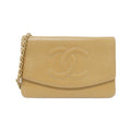 Chanel Beige Grained Calfskin Chain/Shoulder Wallet (Pre-Owned)