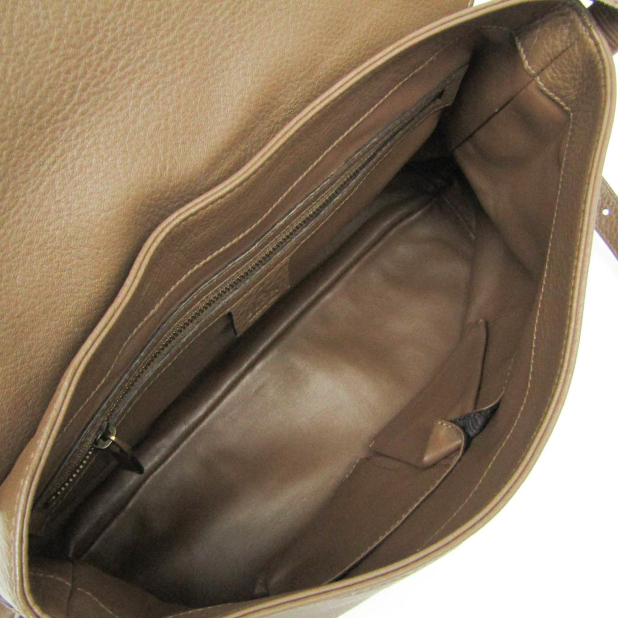 Gucci Bamboo Shoulder Bag Leather Brown Leather Shoulder Bag Bag (Pre-Owned)