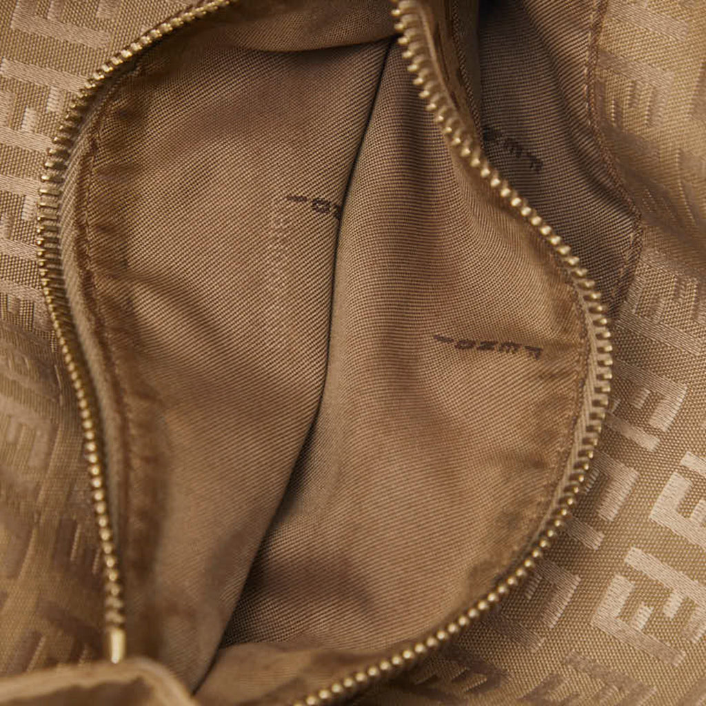 Fendi Beige Nylon Leather Handbag Tote Bag (Pre-Owned)