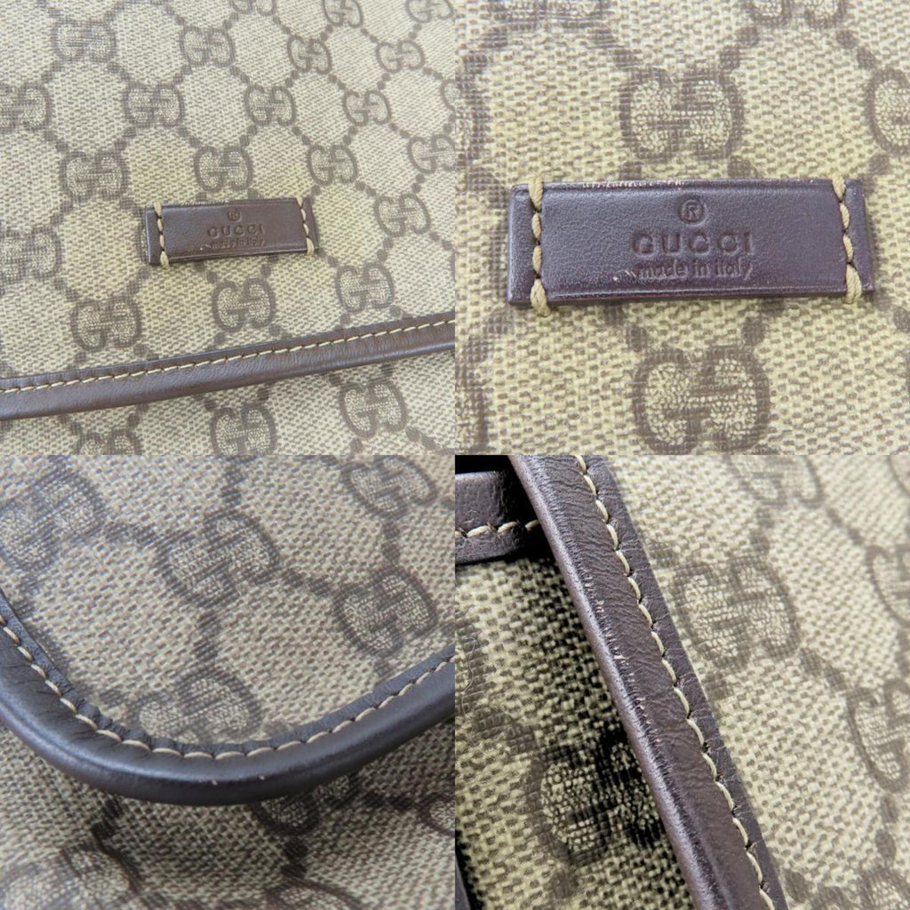Gucci Beige Dark Brown Gg Supreme Leather Shoulder Bag (Pre-Owned)