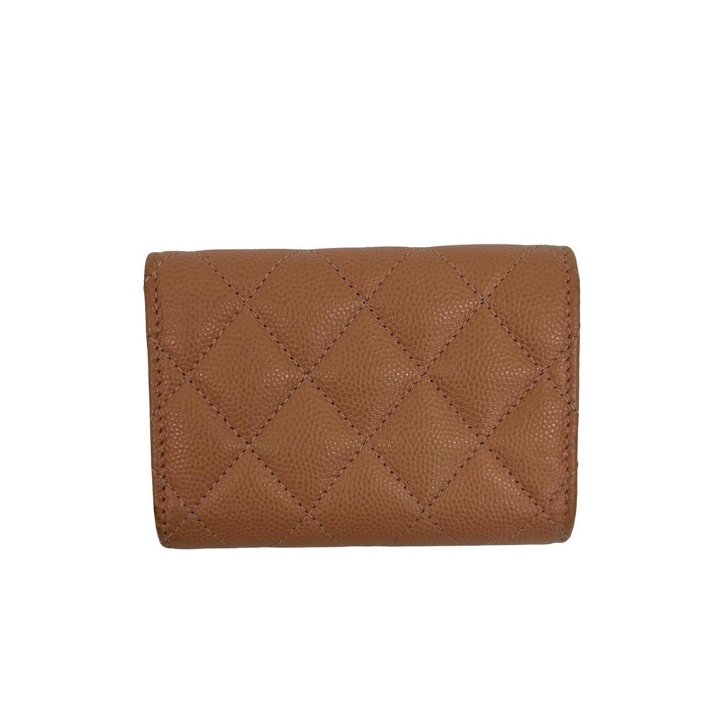 Chanel Beige Pink Grained Calfskin Wallet (Tri-Fold) (Pre-Owned)