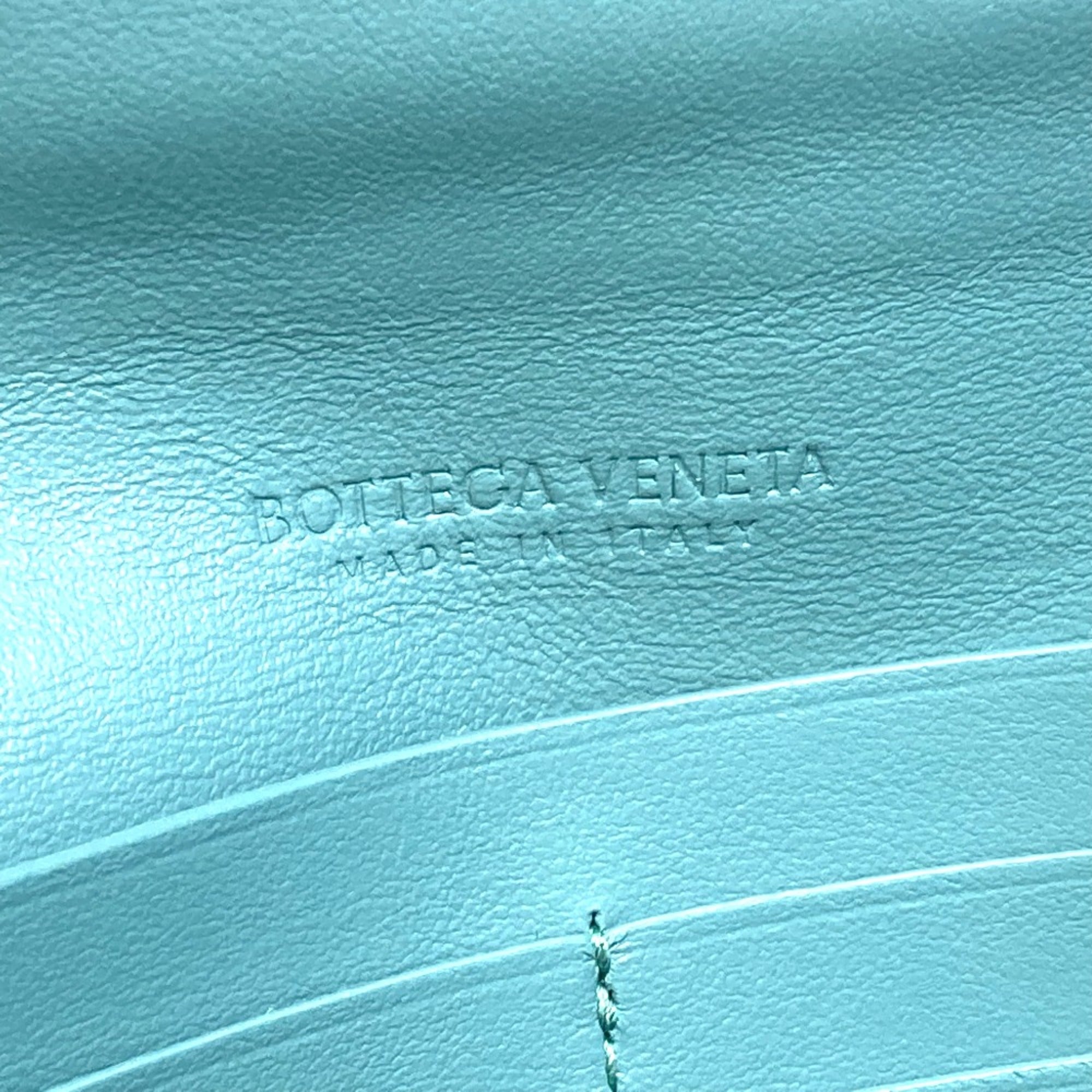 Bottega Veneta Blue Leather Long Wallet (Bi-Fold) (Pre-Owned)