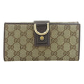 Gucci Beige Dark Brown Gg Canvas Long Wallet (Bi-Fold) (Pre-Owned)