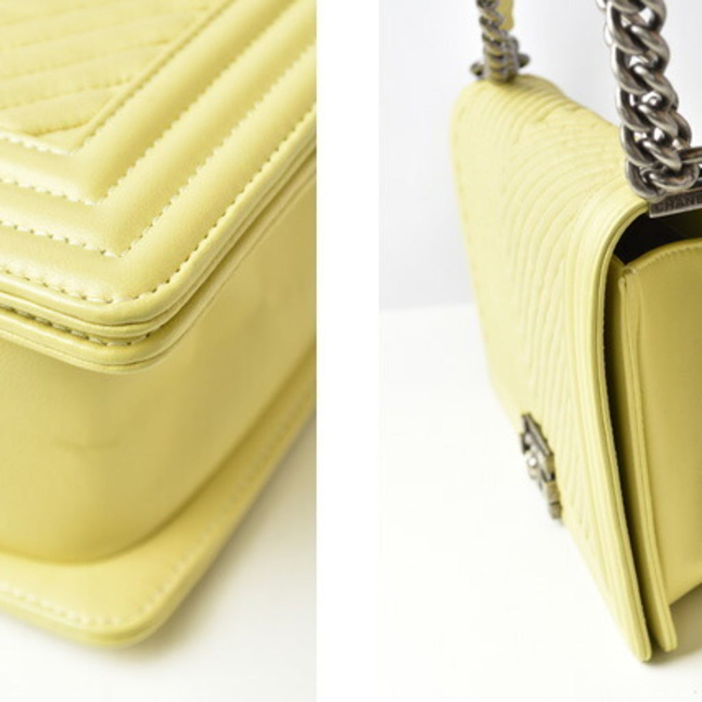 Chanel Yellow Leather Clutch Bag Shoulder Bag (Pre-Owned)