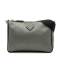 Prada Black Gray Nylon Leather Shoulder Bag (Pre-Owned)